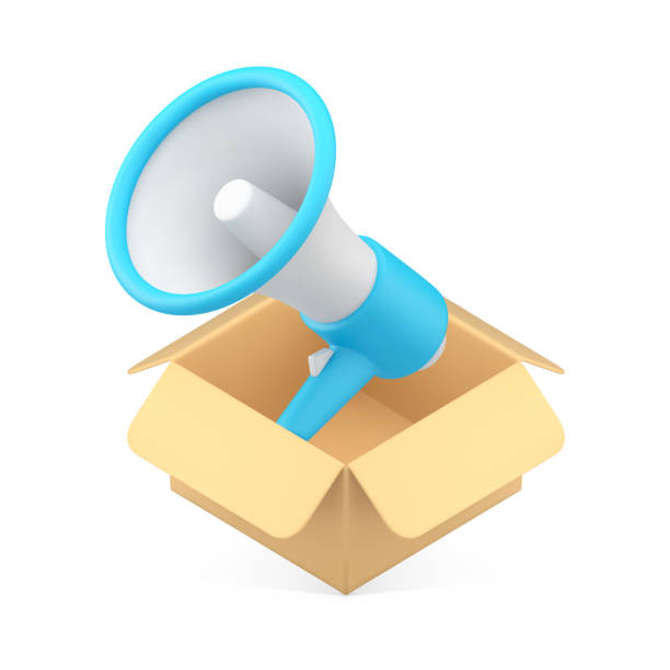 istock Delivery service promo announcement loudspeaker marketing advertising realistic 3d icon vector 1434653335
