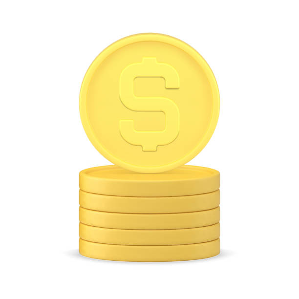 istock Golden coins cash money dollar stack financial independence richness profit wage 3d icon vector 1434653350