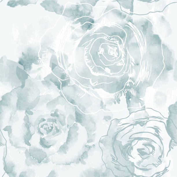 ilustrações, clipart, desenhos animados e ícones de padrão floral sem emenda com rosas pintadas com aquarela. vetor - white background flower backgrounds bouquet