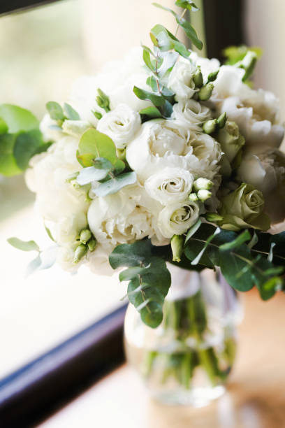 istock White bridal bouquet made of fresh peonies 1434656418