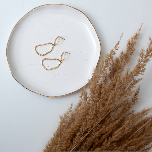 istock Woman's jewelry. Flat lay composition. Earrings. Minimalism photo 1434657849