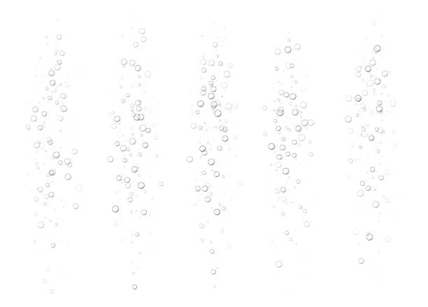 istock Underwater fizzing bubbles, soda or champagne carbonated drink, sparkling water isolated on white background. Effervescent drink. Aquarium, sea, ocean bubbles vector illustration. 1434659768