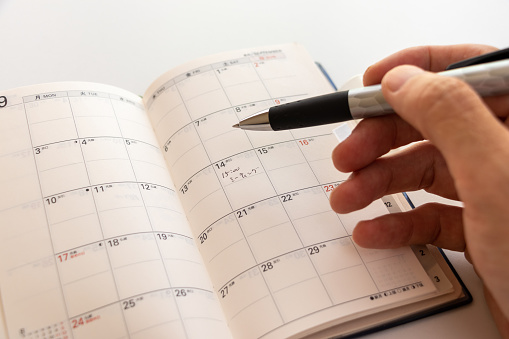 Write an appointment in the notebook calendar