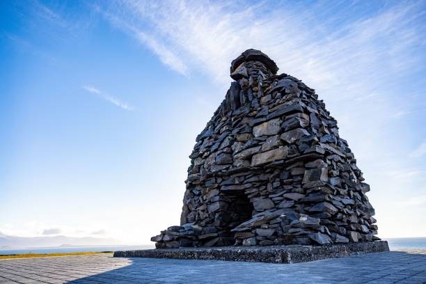 A beautiful view of the iconic Saga monument in Arnarstapi, Iceland