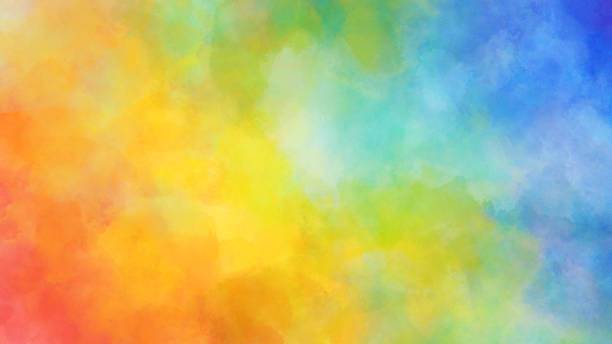 istock Colorful watercolor brushstrokes. Rough painted background. 1434665245