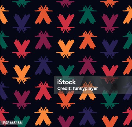 istock Paint brush strokes seamless pattern. Freehand design background. Arrow motif modern minimal ornament. Trendy handdrawn doodle geometric print 1434665486