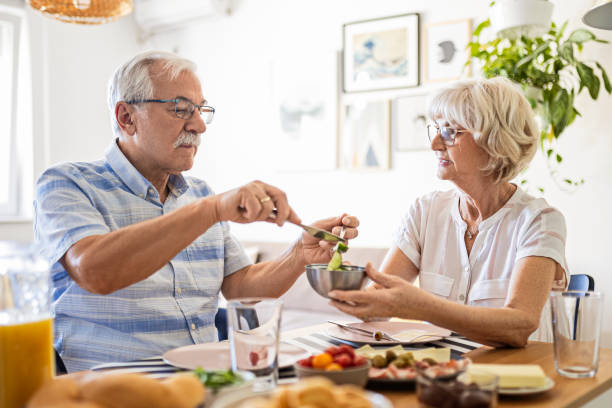 istock Senior couple having breakfast 1434666676