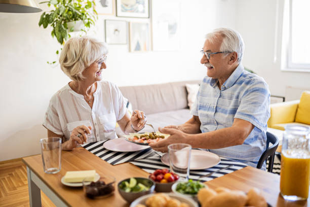 istock Seniors having breakfast together at home 1434666704