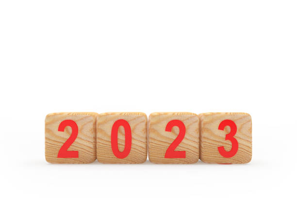 istock Wooden cubes with number 2023 1434670312