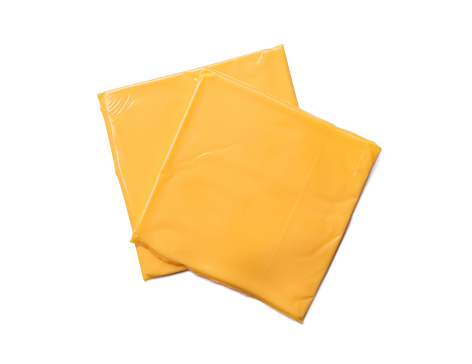 Two slices cheese with clipping path.