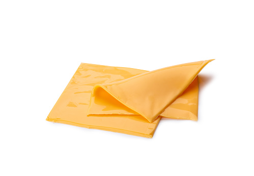 Two slices cheese with clipping path.