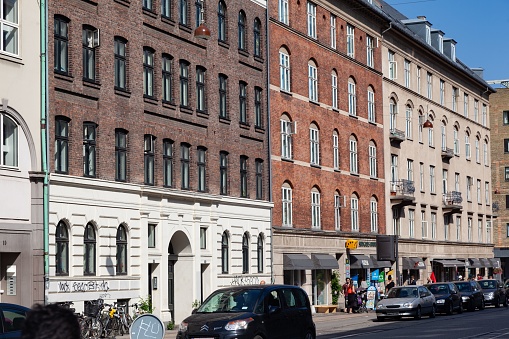 Copenhagen, Denmark – June 08, 2013: The Historical building's facade around the King's garden in Copenhagen, Denmark