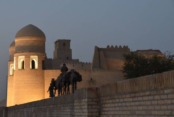 Khiva by night Outside of old khiva at night khiva stock pictures, royalty-free photos & images