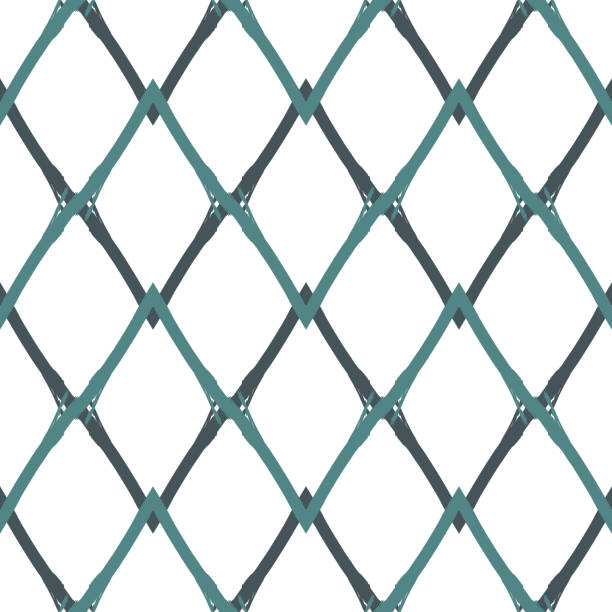 istock Paint brush argyle seamless pattern. Freehand design classic geometric ornament. Diamond motif geo background. Trendy handdrawn print 1434680411
