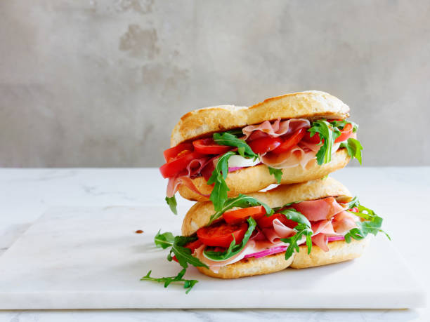 istock Delicious sandwich with cheese and ham 1434680942