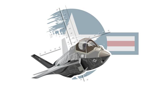 cartoon militär stealth jet kampfflugzeug - air force fighter plane pilot military stock-grafiken, -clipart, -cartoons und -symbole