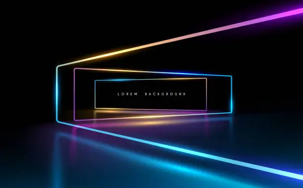 Vector illustration of Abstract neon color frames background