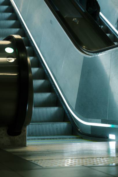 istock Vertical shot of empty clean modern escalators in the metro in Paris 1434687186