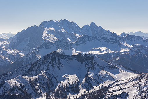 Monte Marmolada in Arabba, seen from Lagazuoi, Dolomiti Superski