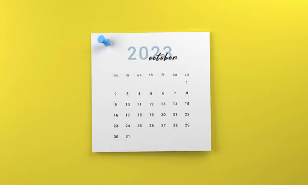 istock 2023 October Calendar Page On Yellow Background 1434689162