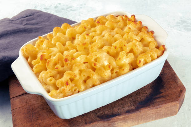 istock Macaroni and cheese pasta in a casserole. Cheesy American gratin dish 1434691636