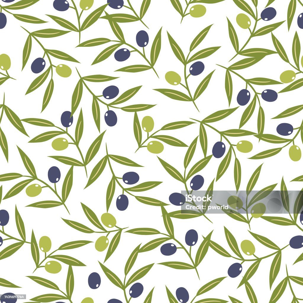 Single Repeat Pattern Olive Olive Seamless Pattern Stock Illustration - Download Image Now - Art ...