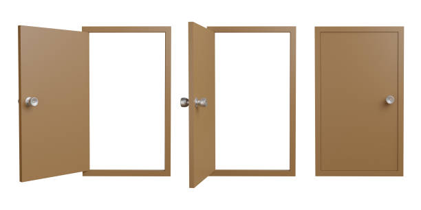 istock 3d rendering door frame brown color set door 1434698724