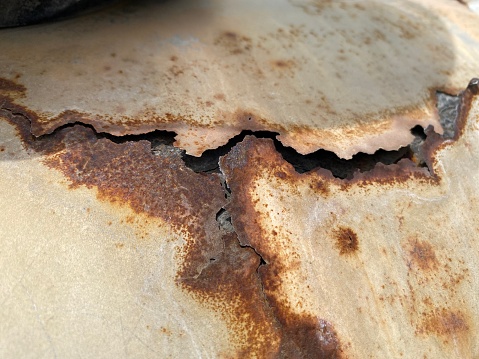 Metal pipe damage by rust, metal damage by running