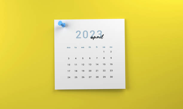 istock 2023 April Calendar Page On Yellow Background 1434700541