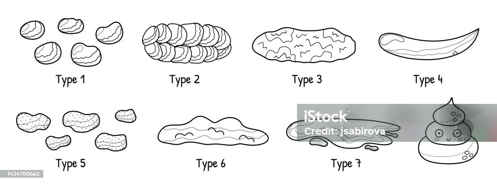 Type2 Poo Bristol Stool Black And White Set With Different Types Of Poo Stock ...