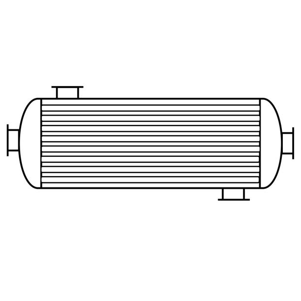 płaszczowo-rurowy wymiennik ciepła na białym izolowanym tle - heat exchanger stock illustrations