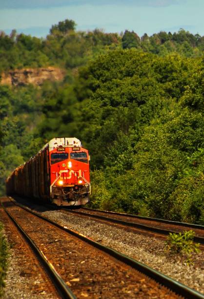 istock Vertical shot of an old red train on the railway 1434705280