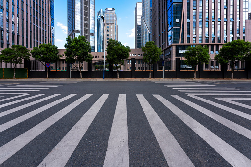 The century avenue of street scene in shanghai Lujiazui,China.