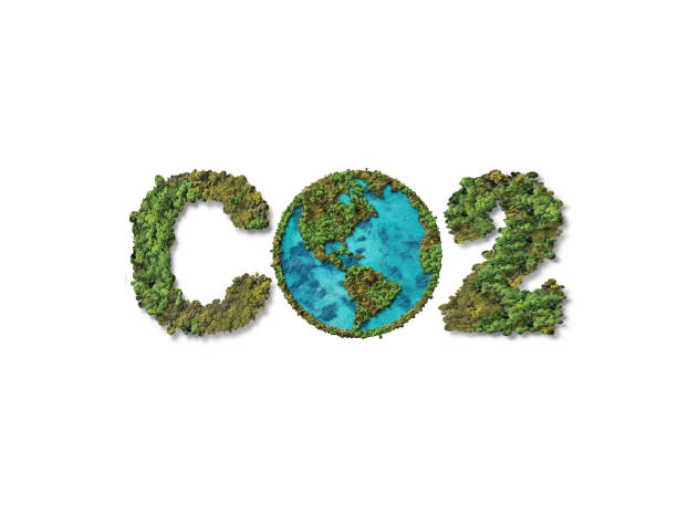 istock CO2 Concept design with green globe 3d illustration background. 1434710856