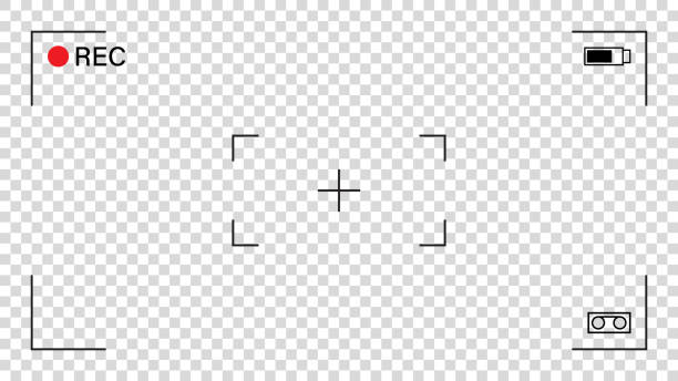 stockillustraties, clipart, cartoons en iconen met video camera frame viewfinder overlay on transparent background. vector template. - camera