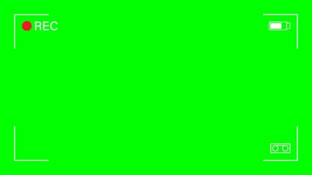 Vector illustration of Video Camera Frame Viewfinder Overlay on Green Chromakey Background. Vector Template.