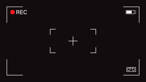 překrytí hledáčku rámečku videokamery na černém pozadí. vektorová šablona. - stereokotouček stock ilustrace