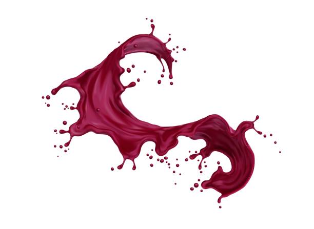 izolowany sok z jagód jeżynowych, plusk jogurtu - pouring liquid syrup red stock illustrations