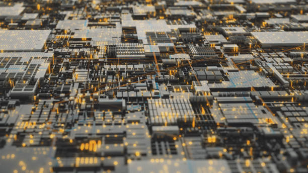 istock Technology concept with microchips. Futuristic motherboard 3d illustration 1434712990