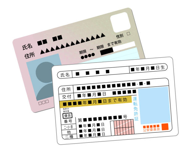ilustrações de stock, clip art, desenhos animados e ícones de this is an illustration of a my number card and a driver's license that can be used as identification. - social media