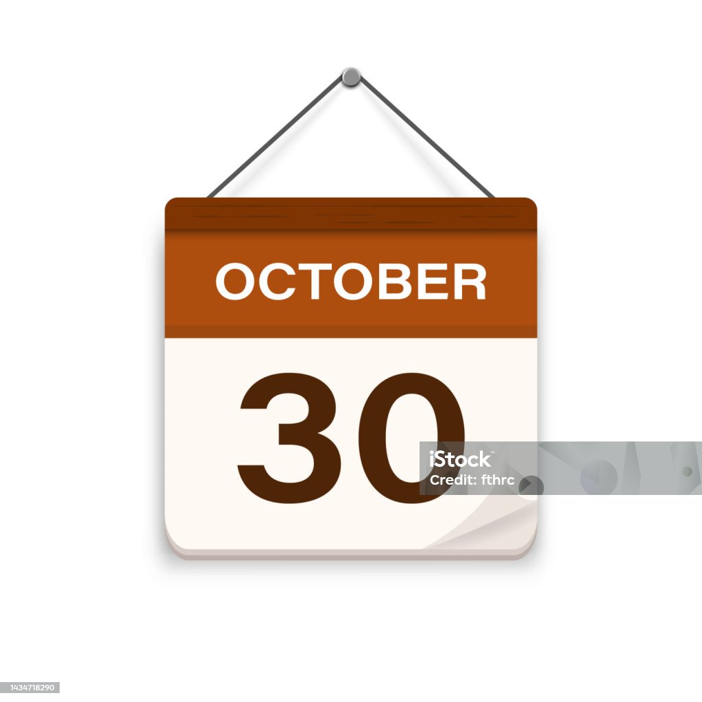 October 30 Calendar Icon With Shadow Day Month Meeting Appointment Time October 30 Calendar Icon With Shadow Day Month Meeting Appointment Time