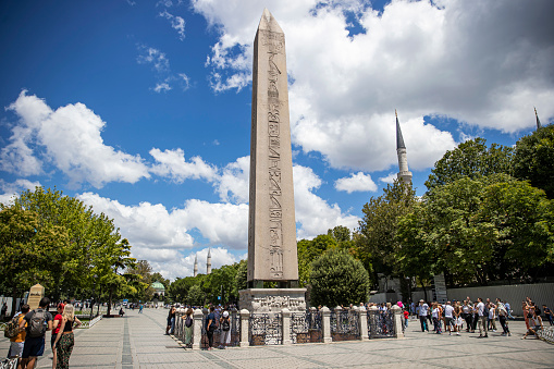 İstanbul turkey august 2022 The Obelisk of Theodosius (Turkish: Dikilitaş) is the Ancient Egyptian obelisk of Pharaoh Thutmose III re erected in the Hippodrome of Constantinople