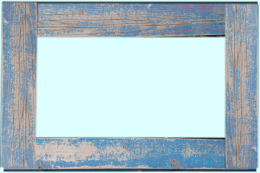 wood blue vintage frame on blue background