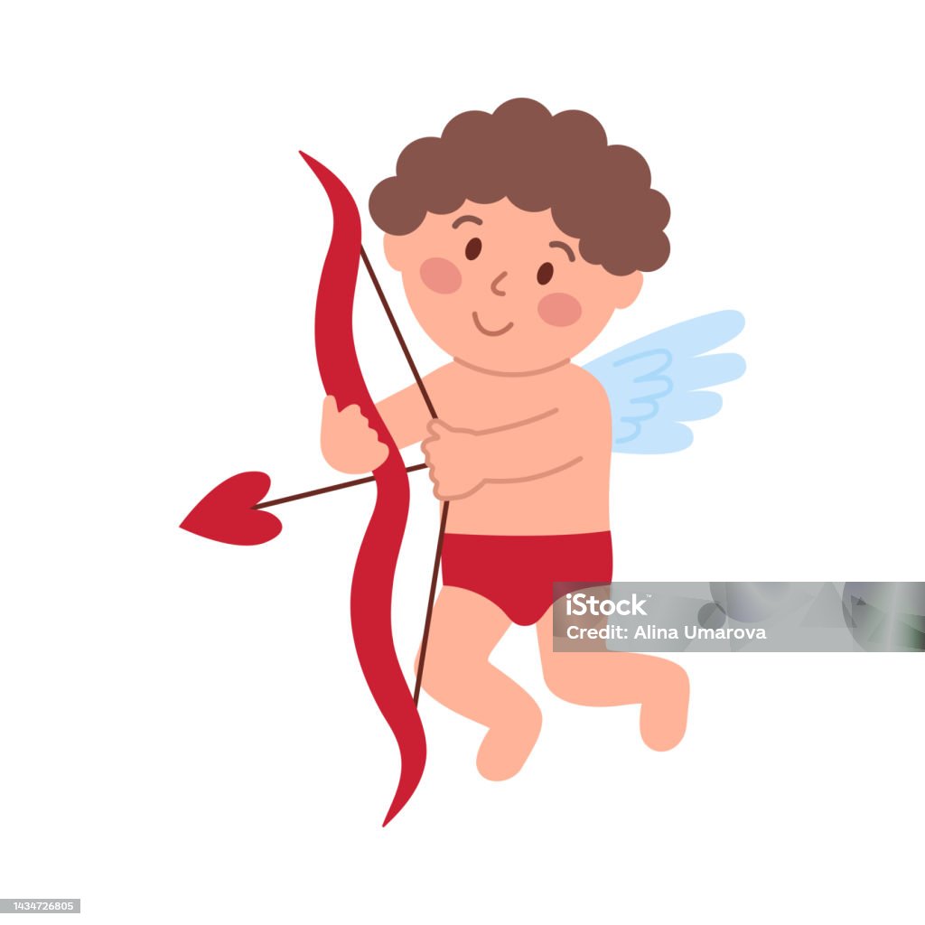 Cupid Bắn Một Cây Cung Bị Cô Lập Trên Nền Trắng Amur Nhỏ Dễ Thương ...