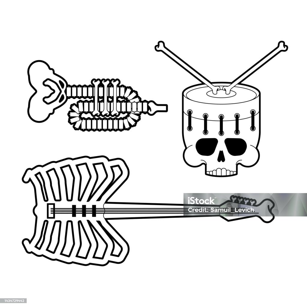 Oneath Instrument Pic Musical Instrument From Bones Set Skeleton Bugle And Trumpet Death ...