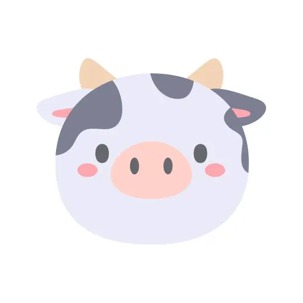 Vector illustration of Cow vector. Cute animal face. design for kids