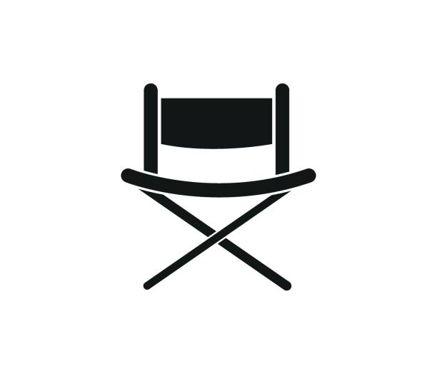 ilustraciones, imágenes clip art, dibujos animados e iconos de stock de icono de la silla del director aislado sobre fondo blanco, vectorial. - silla de director