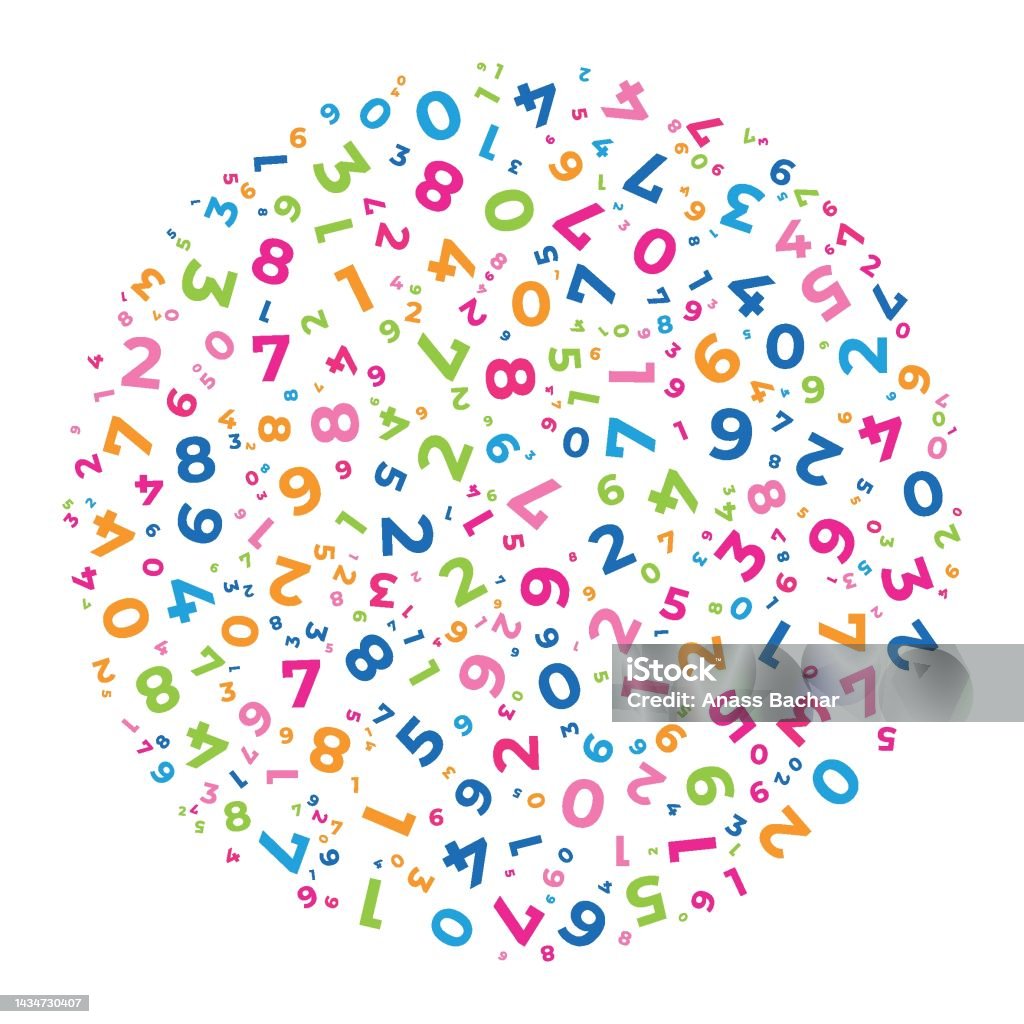 Abstract Design Element Multicolored Random Numbers Forming A Circle ...