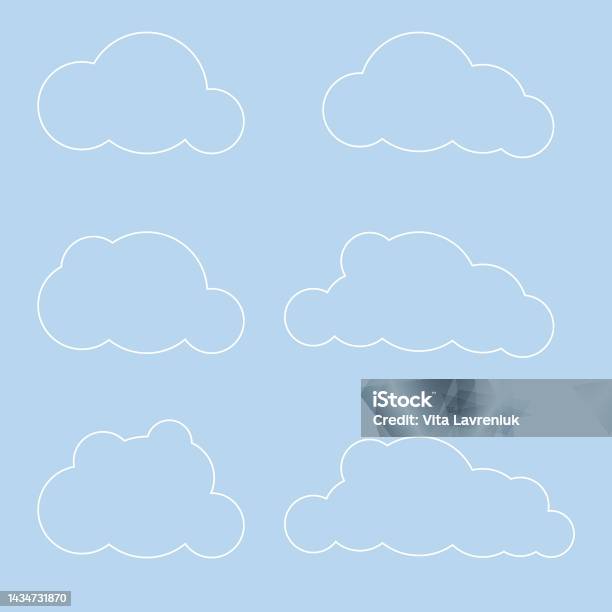 Soft Rounded Cloud White 3d Clouds Set Isolated On A Blue Background Render Soft Round ...