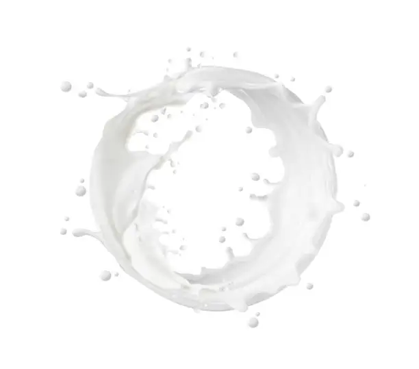 Vector illustration of Circle milk, yougurt or cream wave flow splash
